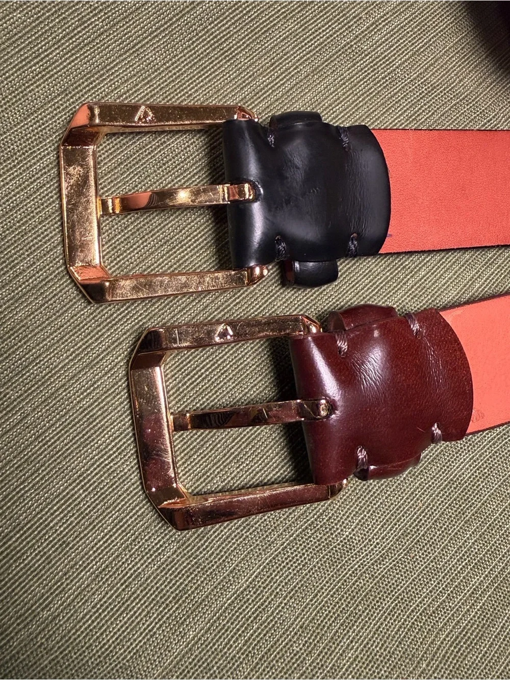 Pair of Cobbler made in Canada smooth leather belts size 40.